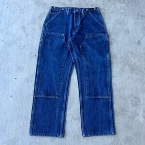 Carhartt denim blue jeans double knee work wear carpenter pants